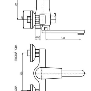 Змішувач для ванни та душу Rav-Slezak Colorado CO151.5 поворотний