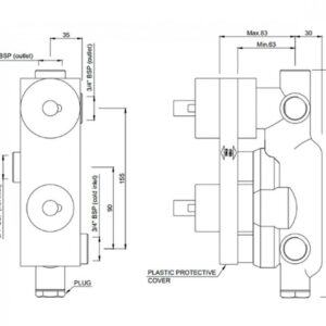 Скрытая часть термостатического смесителя Jaquar Aquamax 2 положения (ALD-CHR-681E)